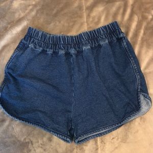 Dark cotton “(denim)” shorts